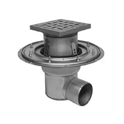 bilde for 8 Inch Square Adjustable Floor Drain with Membrane Clamp - BFD-1100-M-LR Floor Drain