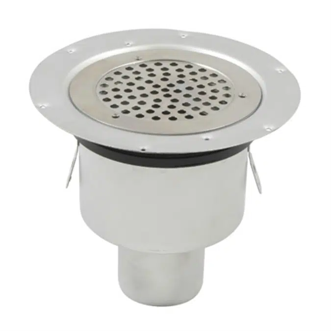 Bottom Outlet Shower Drain with Round Top, Surface Membrane Clamp - BSR-800