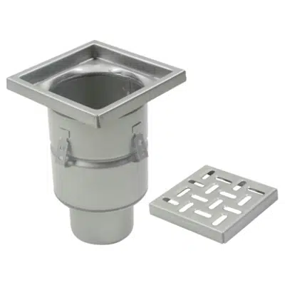 imazhi i On-Grade Non-Adjustable Floor Drain with 8in. x 8in. Square Top, Deep Body - BFD-310