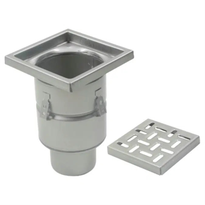 On-Grade Non-Adjustable Floor Drain with 8in. x 8in. Square Top, Deep Body - BFD-310