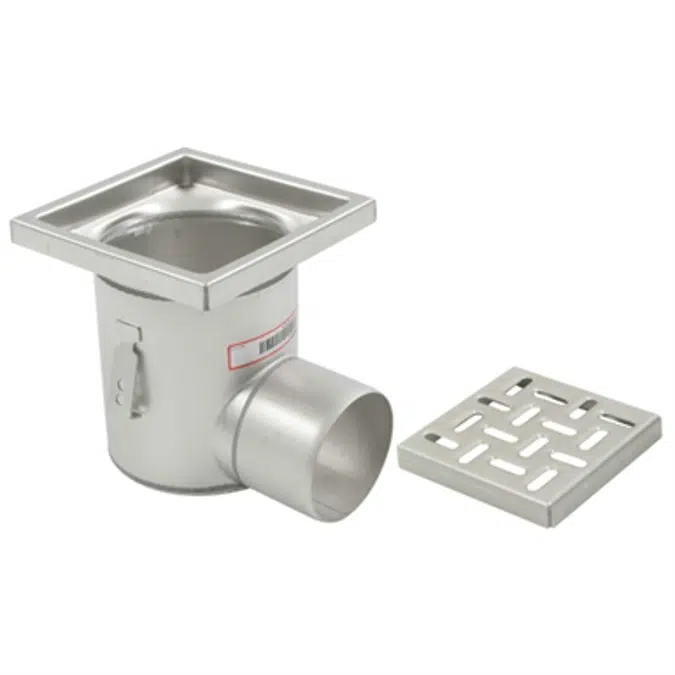 On-Grade Non-Adjustable Floor Drain with 12in. x 12in. Square Top, Deep Body, Side Outlet - BFD-330-SO