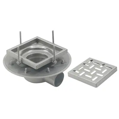 bilde for Adjustable Floor Drain with 8in. x 8in. Square Top, Shallow Body, Side Outlet - BFD-120-SO