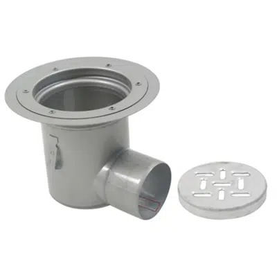 kuva kohteelle Floor Drain with 12in. Round Top, with Surface Membrane Clamp, Deep Body, Side Outlet - BFD-530-SO