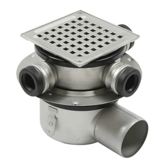Side Outlet Shower Drain with Square Top, Side Inlets - BSS-200