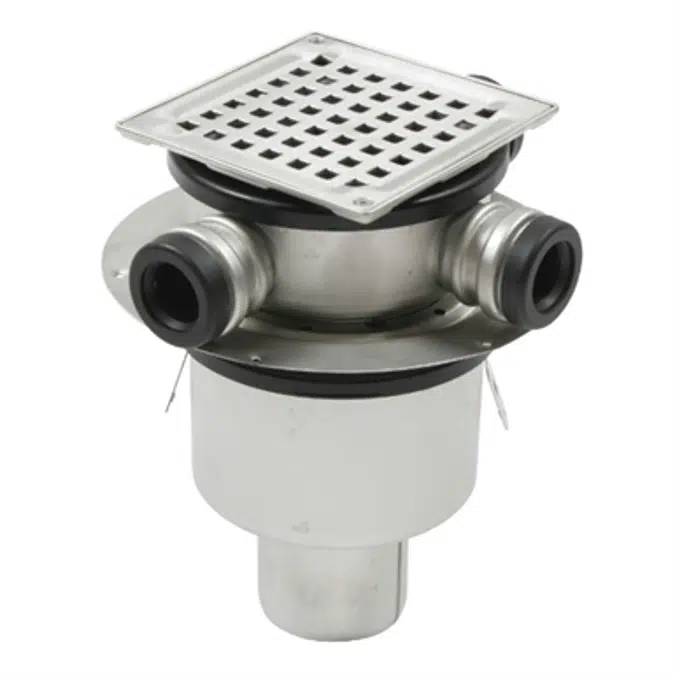 Bottom Outlet Shower Drain with Square Top, Side Inlets - BSS-400