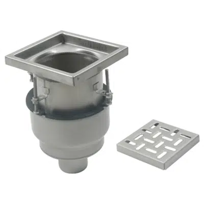 imazhi i On-Grade Adjustable Floor Drain with 8in. x 8in. Square Top, Large Sump - BFD-210