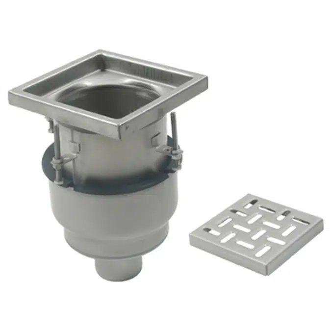 On-Grade Adjustable Floor Drain with 8in. x 8in. Square Top, Large Sump - BFD-210