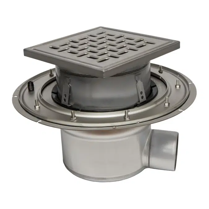 Adjustable Floor Drain with 12in. x 12in. Square Top, Large Sump - BFD-130