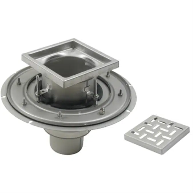 Adjustable Floor Drain with 8in. x 8in. Square Top, Deep Body - BFD-110