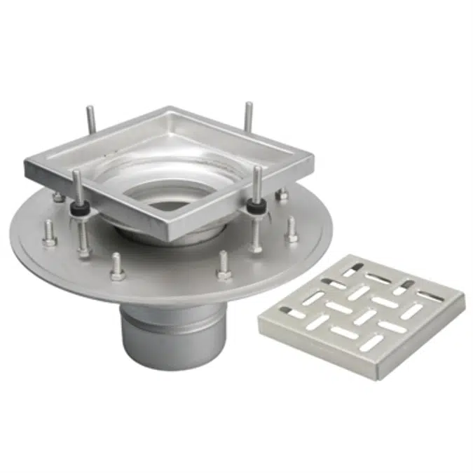 Adjustable Floor Drain with 8in. x 8in. Square Top, Shallow Body - BFD-120