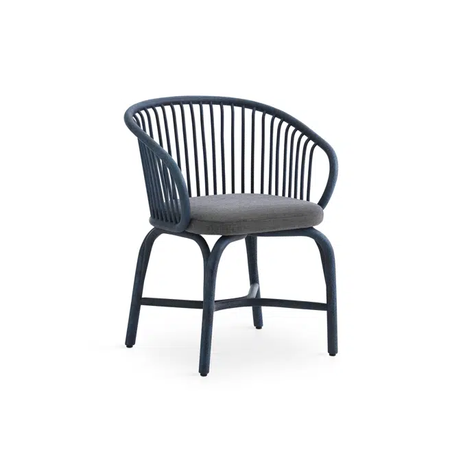 Huma dining armchair with rattan legs