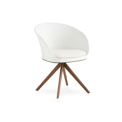 画像 Blum dining armchair with pyramid-shaped solid wood base