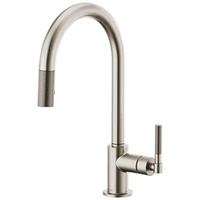 画像 Brizo 63043LF Litze Pull-Down Faucet with Arc Spout and Knurled Handle