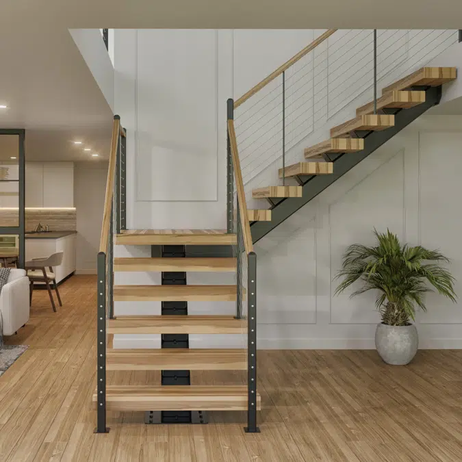 Mono Stringer 90-Degree Turn Floating Stair System