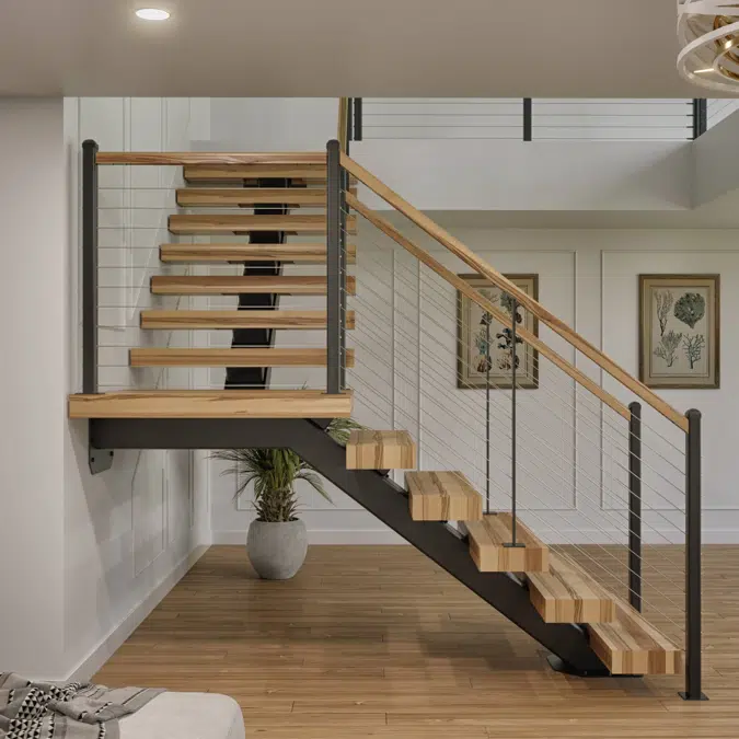 Mono Stringer 90-Degree Turn Floating Stair System