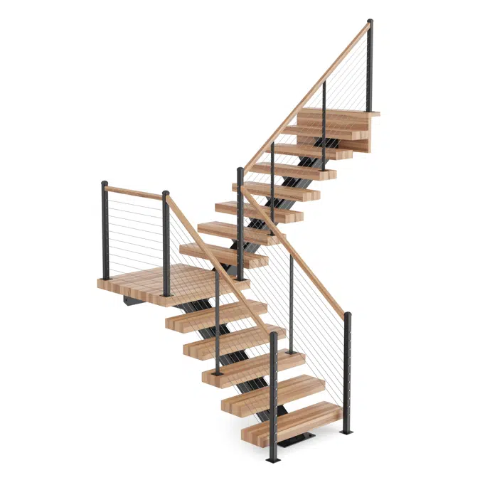 Mono Stringer 90-Degree Turn Floating Stair System