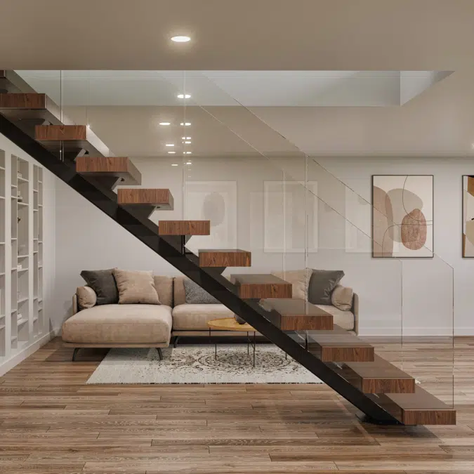 Mono Stringer Straight Run Floating Stair System