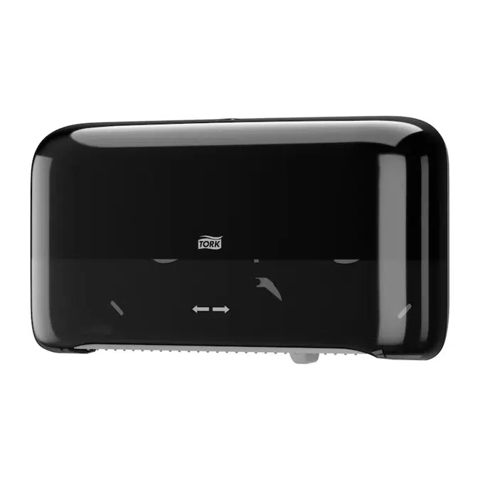 Tork Mini Jumbo 2-Roll Toilet Paper Dispenser White T2, Black