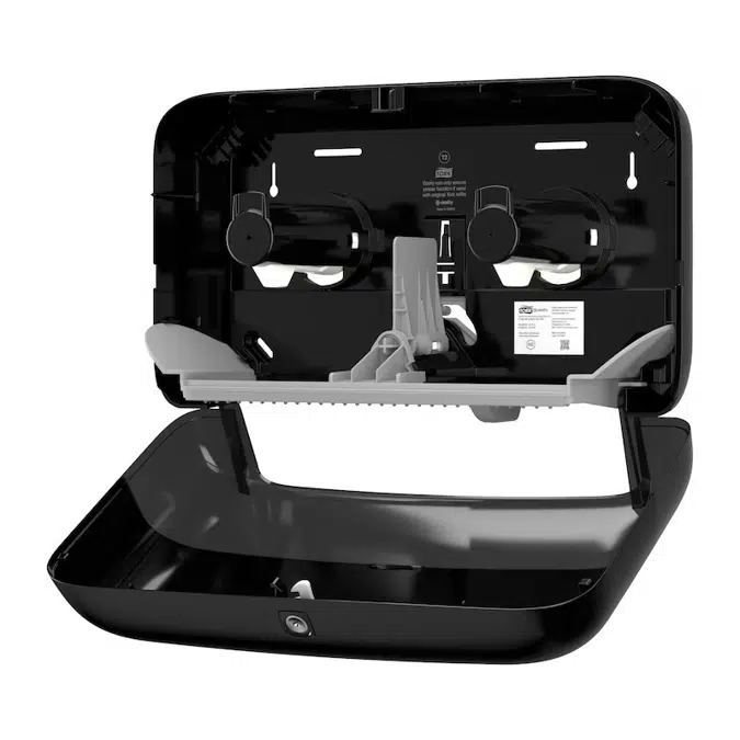 Tork Mini Jumbo 2-Roll Toilet Paper Dispenser White T2, Black