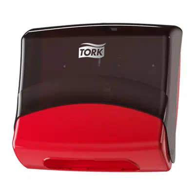 Image for Tork Performance Folded Wiper Cloth Dispenser, Red/Smoke