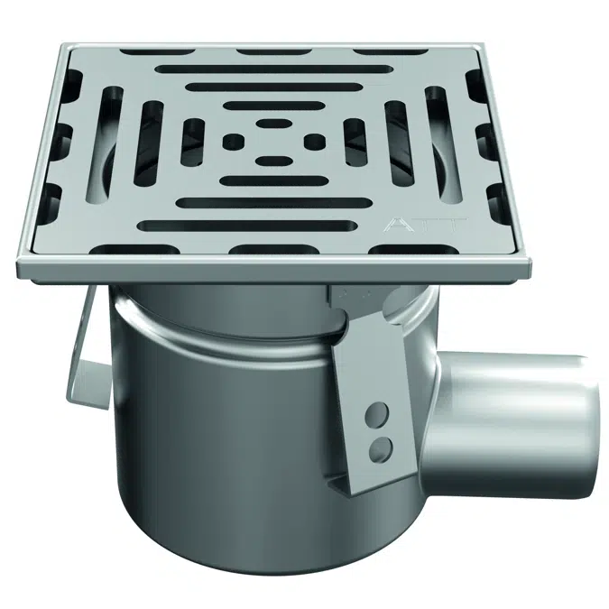 ATT Mini FLOOR DRAIN – gully horizontal with square top, single-part, perforated plate