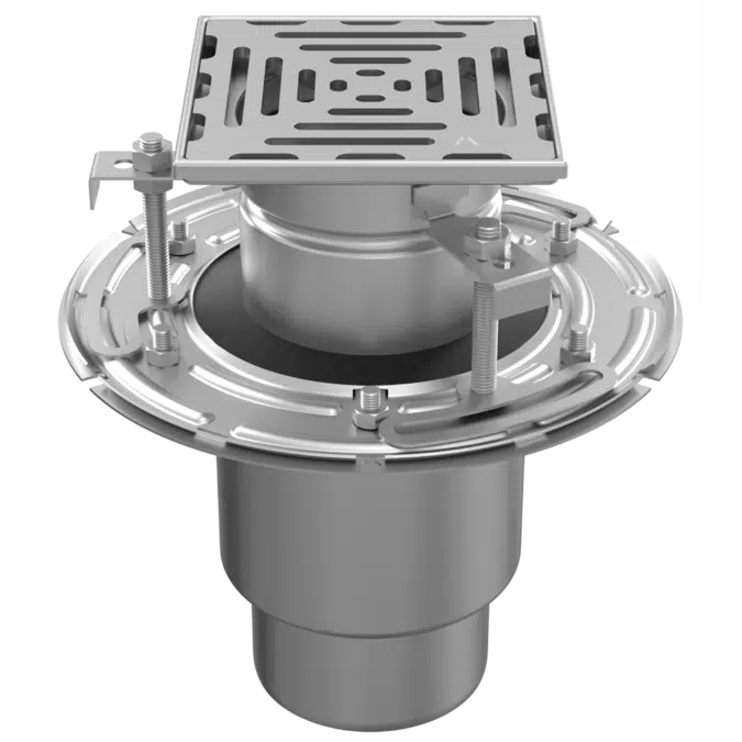 ATT Mini FLOOR DRAIN – gully vertical with square top, two-part, perforated plate