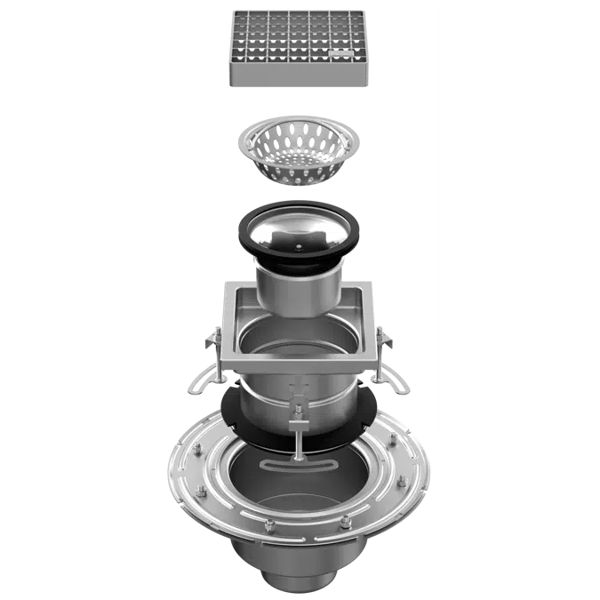 ATT Industrial FLOOR DRAIN – gully vertical with square top, two-part