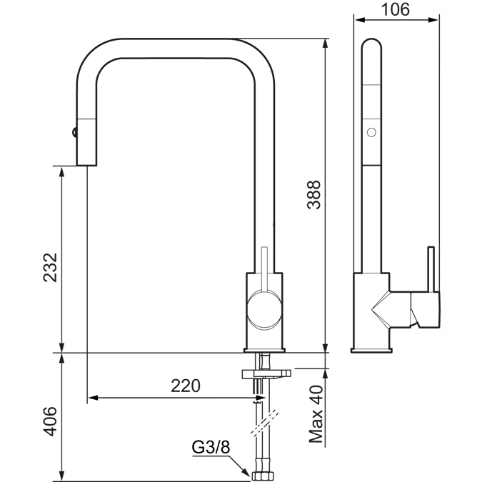 MORA INXX II pullout Kitchen mixer