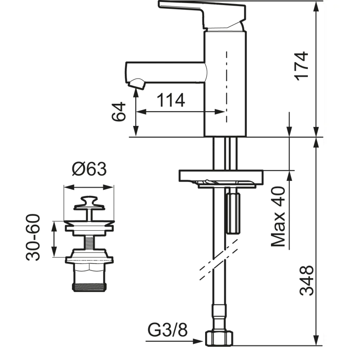 Mora MMIX II Basin mix with strainer waste