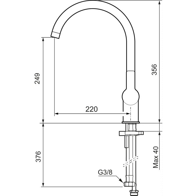 LYNX Soft kitchen mixer with dishwasher valve