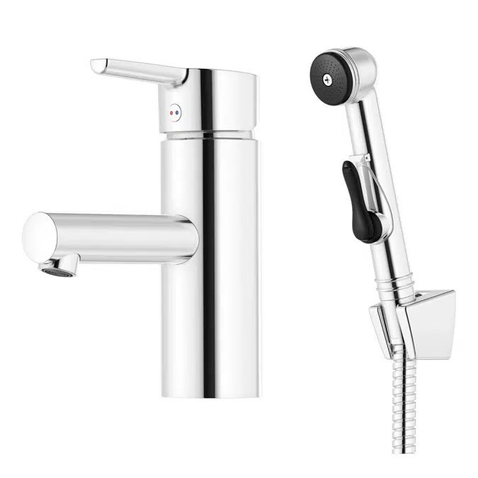 Mora MMIX II Basin mixer with selfclosing handshower