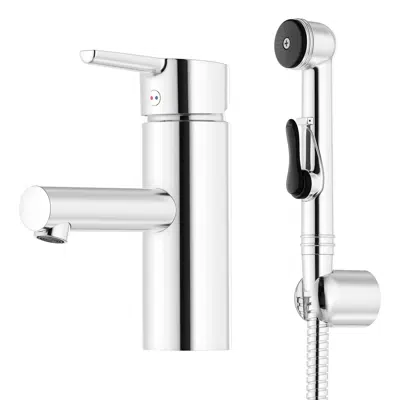 Mora MMIX II Basin mixer with selfclosing handshower