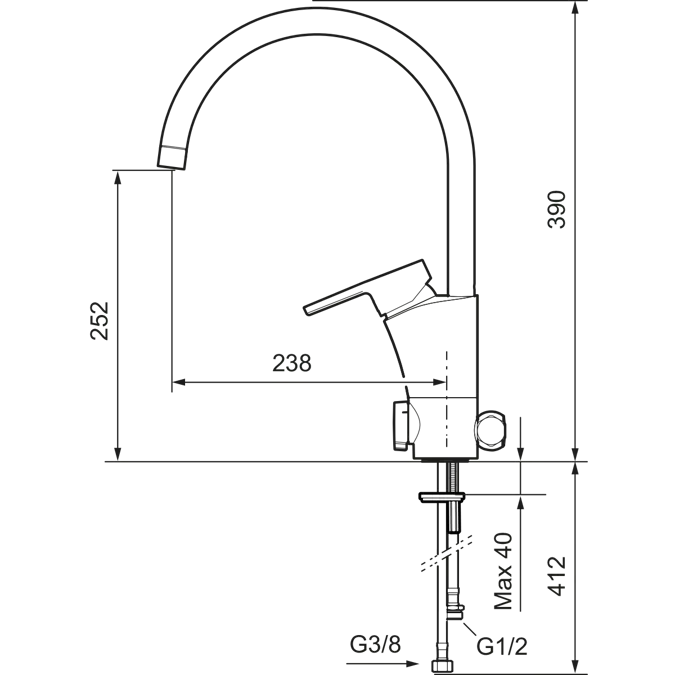 MMIX II Kitchen mixer soft with dishwasher valve for sink and floor