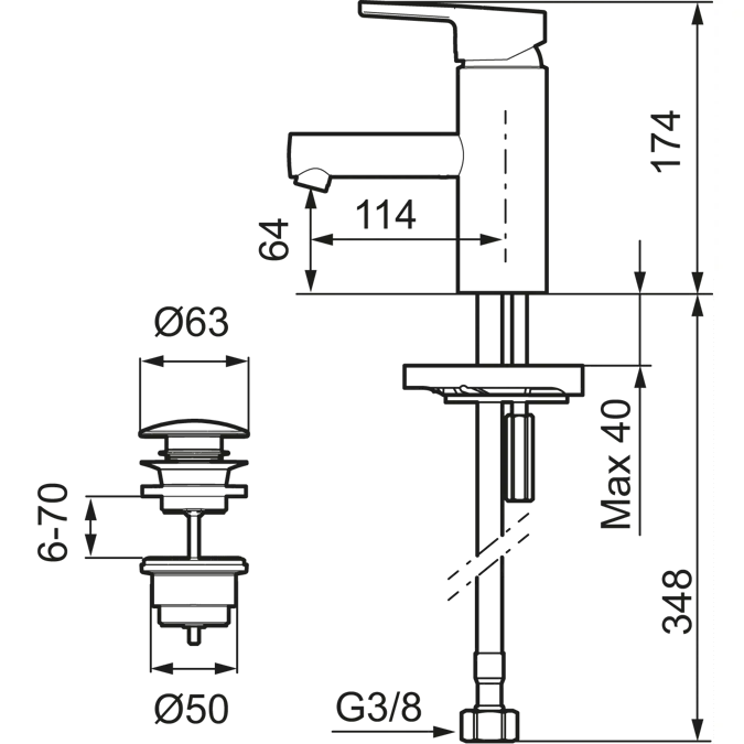 Mora MMIX II Basin mix with push down-waste