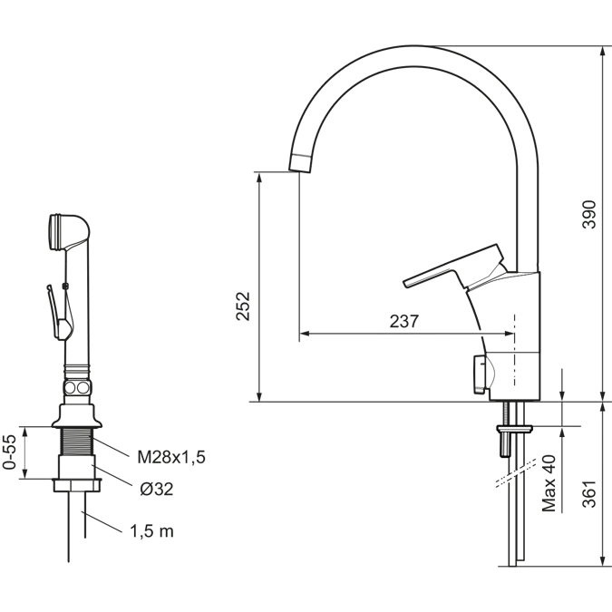 MMIX II Kitchen mixer soft with handshower and dishwasher valve