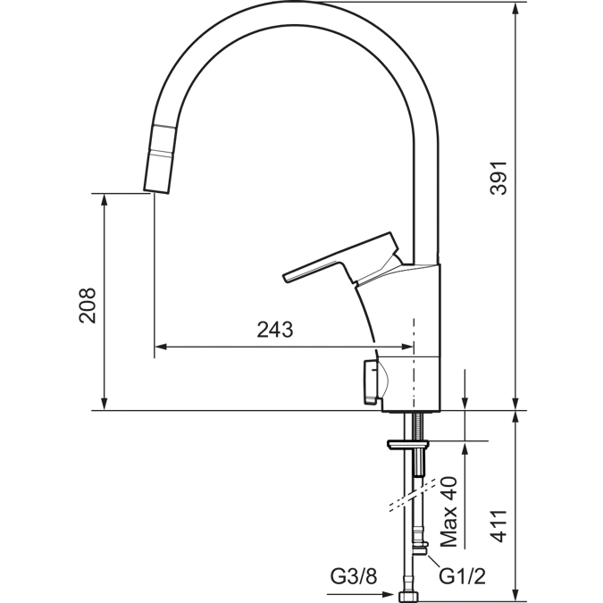 MMIX II Kitchen mixer soft with ball-jointed aerator and dishwasher valve