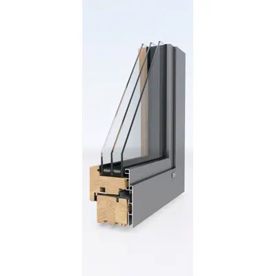 Image for UNILUX ModernLine - wood-alu window & balcony door tilt & turn, 1 leaf with 1 fixed glazing, horizontal