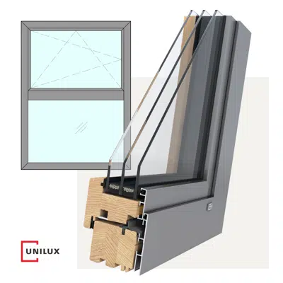 Image for ModernLine - wood-alu window tilt&turn, 1 sash below/above fixed light