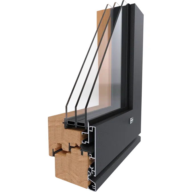 UNILUX PureLine - wood-alu window & balcony door tilt & turn, single leaf, integrated sash