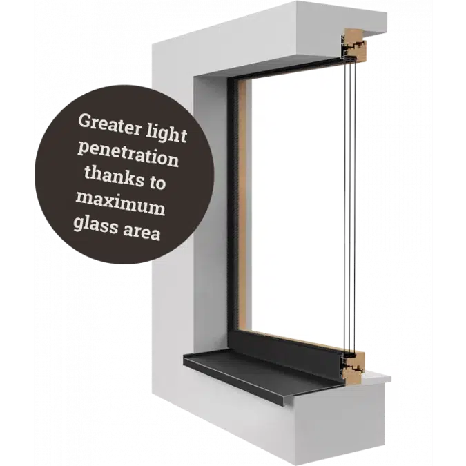 UNILUX PureLine - wood-alu window & balcony door tilt & turn, single leaf, integrated sash