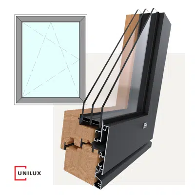 Image for PureLine - wood-alu window tilt & turn, single sash, integrated