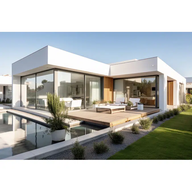 UNILUX PureLine - wood-alu window & balcony door tilt & turn, 1 leaf with 1 fixed glazing, integrated sash, horizontal