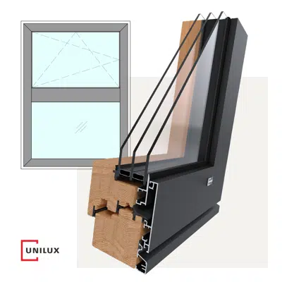 Image for PureLine - wood-alu window tilt & turn, 1 sash below/above fixed light