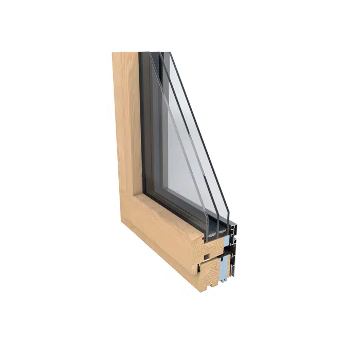 UNILUX DesignLine - wood-alu window & balcony door tilt & turn, 1 leaf with 1 fixed glazing, vertical