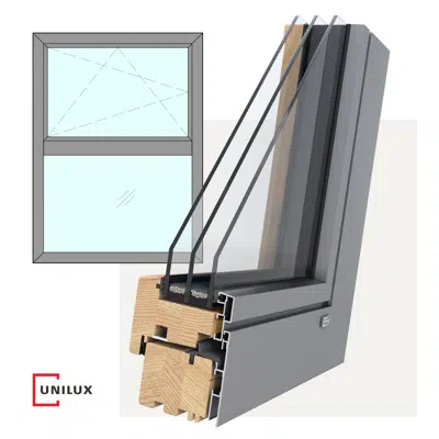 Image for DesignLine - wood-alu window tilt & turn, 1 sash below/above fixed light