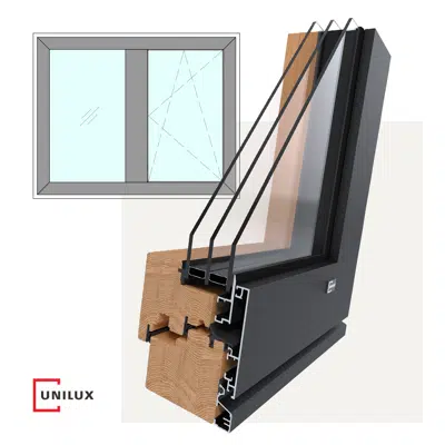 Image for PureLine - wood-alu window & tilt & turn, 1 sash beside fixed light, integrated sash