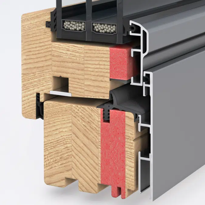 UNILUX LivingLine - wood-alu window & balcony door tilt & turn, 2 leafed with central post