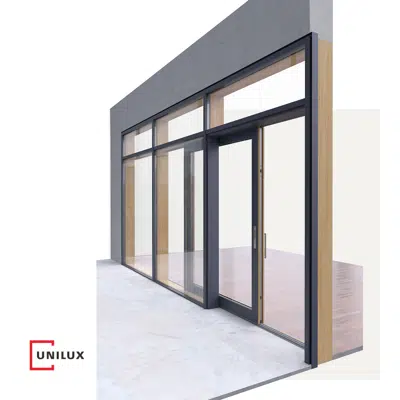 Image for Wood-alu lift & slide door, Scheme A, integrated in FineLine curtain wall