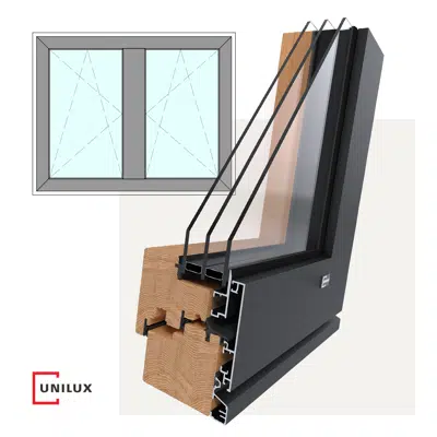 Image for PureLine - wood-alu window tilt & turn, 2 sashes, integrated, central post