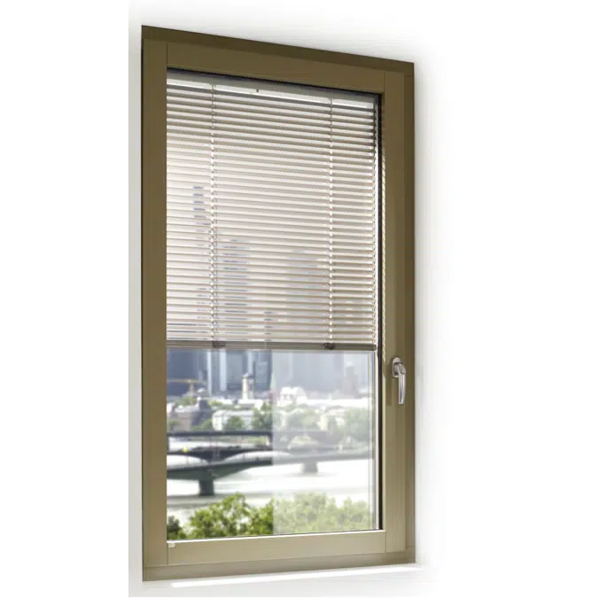 UNILUX DesignLine Privacy - wood-alu window & balcony door tilt & turn, 2 leafed with central post
